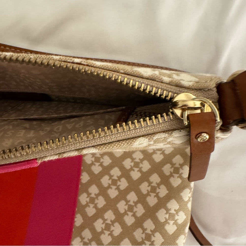 Kate Spade Victoria Red and Pink Stripe Signature Crossbody - Picture 8 of 12